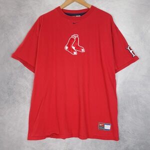 Boston Red Sox Shirt Mens XL Red MLB Baseball Nike Center Swoosh Big Logo
